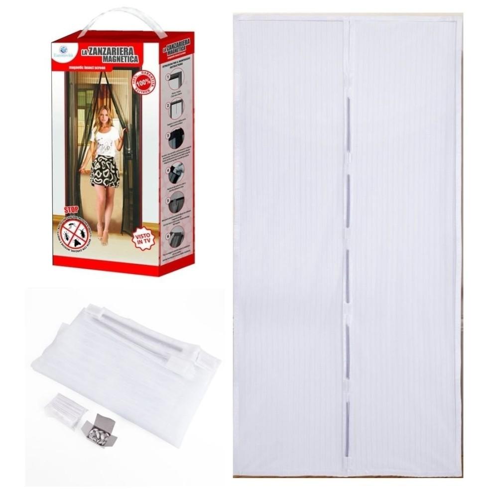 Zanzariera Magnetica per Porte 65 x 220 cm, Tenda Magnetica Zanzariera Porta, Nessun Attrezzo Richiesto, Facile da Installare, Adatto a Bambini e Animali Domestici, Strisce Bianche
