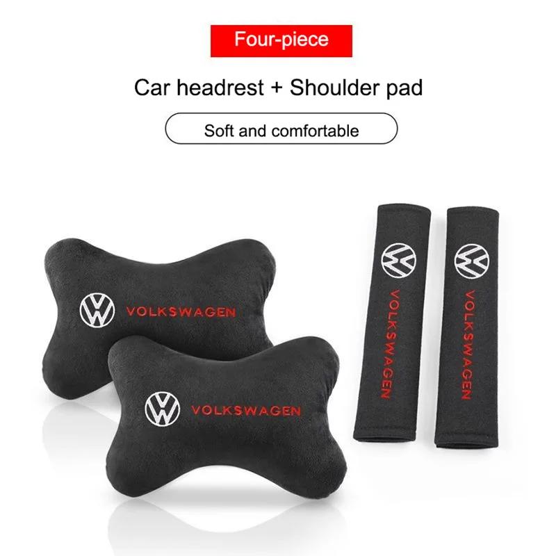 For VW Car Headrest Cover Auto Seat Cover Head Neck Rest Pillow  for VW Volkswagen Golf Polo Passat Touran Jetta Car Styling A