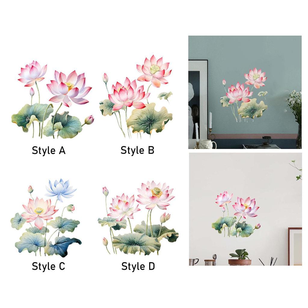 Lotus Wall Sticker Elegant Art Sticker Easily Install Accessories Wear Resistant Livingroom Wall Decal Home Decoration for Door