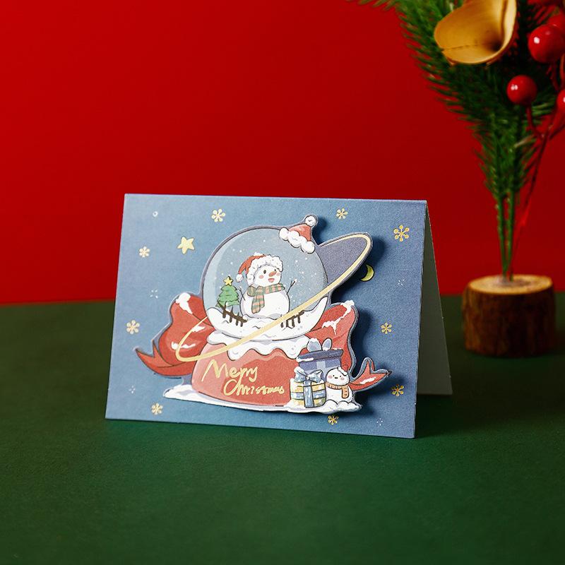 Santa Christmas Greeting Cards Folding Merry Xmas Best Wishes Card for New Year Blessing Thank You Postcard Decoration