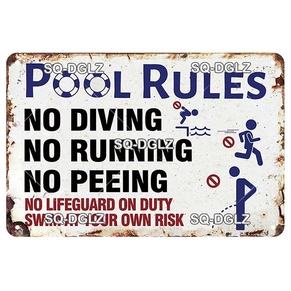 [SQ-DGLZ] Welcome Swim Pool Rules Metal Sign Vintage Plaque Tin Sign Plate Wall Decor For Bar Club Man Cave Art Painting Poster