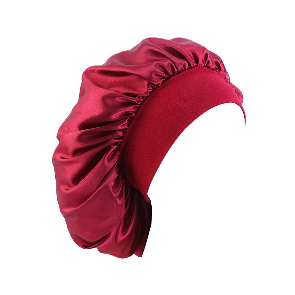 Large Brim Nightcap Sleeping Hat Satin Bonnet Wide Band Silk Sleep Cap Bathing Shower Caps for Women Curly Hair