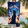 Night Sky Butterflies Moon Theme Quick Dry Beach Towel Custom Name Text Print Large Sand Resistant Towel Beach Vacation