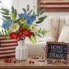 Red, White, And Blue Silk Floral Stems Patriotic Floral Accents For Events Artificial Flowers Berry And Eucalyptus Accents