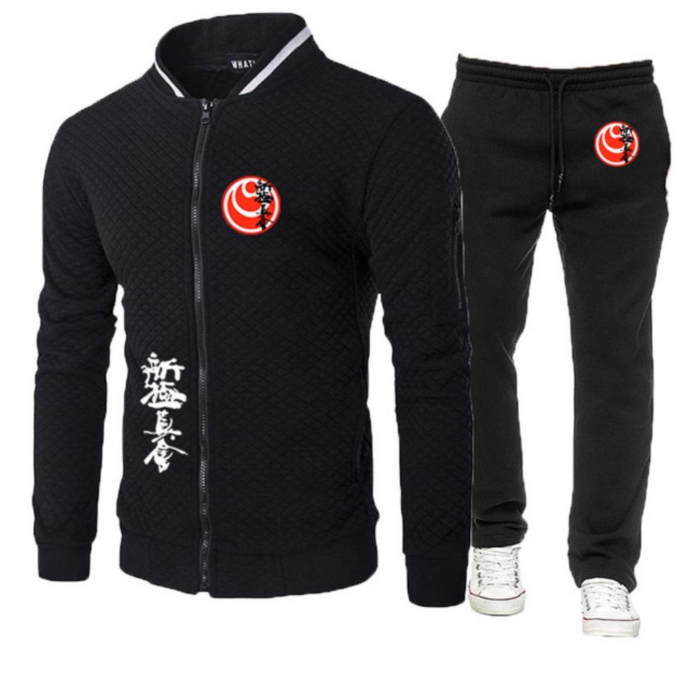 

Чоловічий худі на блискавці Kyokushin Новий Весна Осінь Спортивний костюм Топ-пальто з круглим вирізом + Штани Спортивний одяг Приталений костюм-двійка M