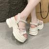 Fashion 8CM Summer Casual High Platform Sandals Women Buckle Strap Slippers Thick Bottom Pearl Sandalias Woman Chunky Casual Shoes Mujer