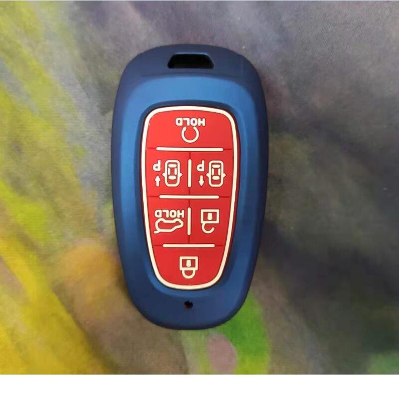 Carbon Fiber Abs +Silicone Car Key Fob Case Cover For Hyundai Solaris Sonata Hybrid Nexo Nx4 New Grand Santa Fe Tucson