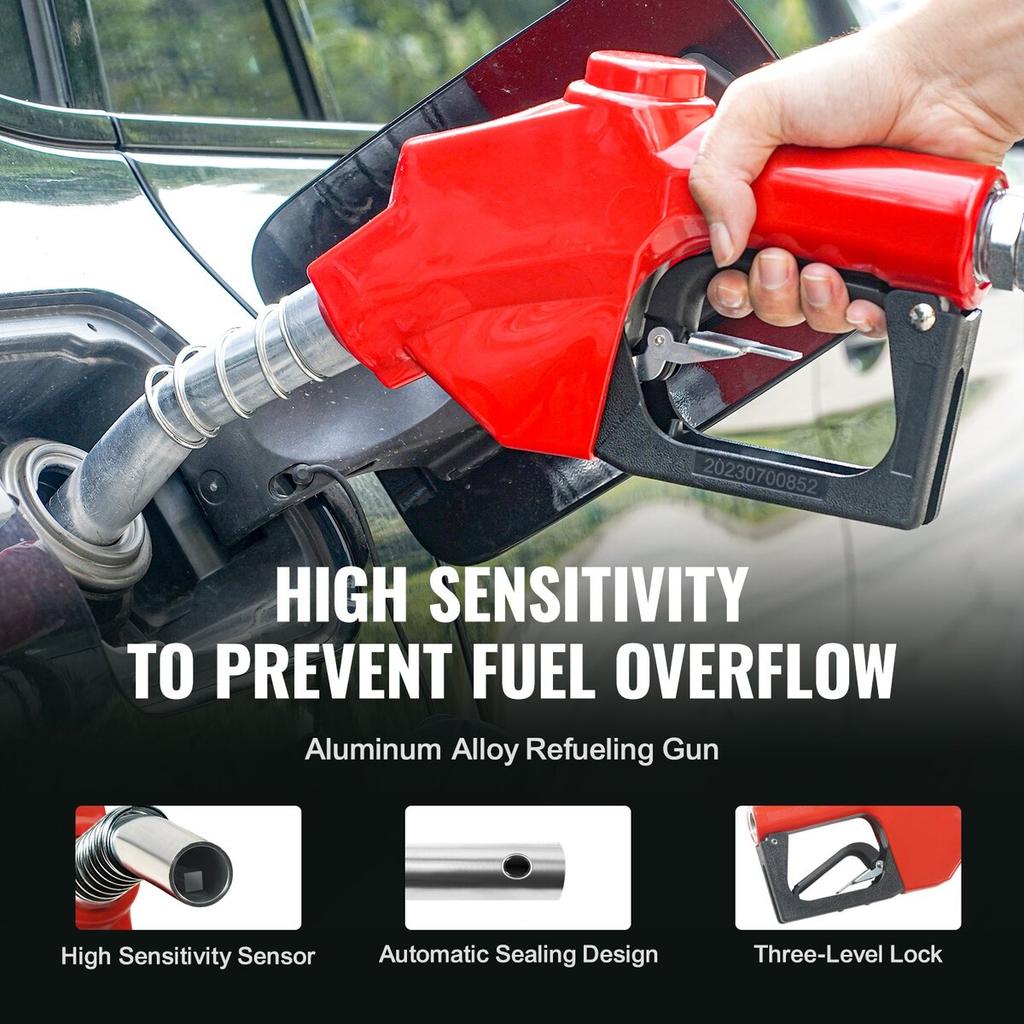 Fuel Hose Reel, 1" X 33', Extra Long Retractable Diesel Hose Reel, Heavy-Duty Carbon Steel Construction with Automatic Fuel Nozzle, NBR Rubber Hose