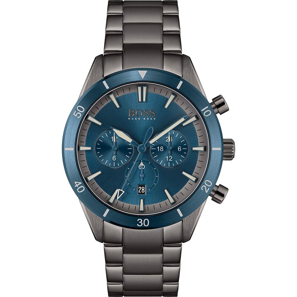 BOSS Santiago Blue Dial Grey Stainless Steel Bracelet Men s Quartz Watch 1513863 синий