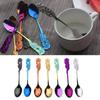 Stainless Steel Rose Spoon Flower Handle Coffee Tea Spoon Colorful Dessert Ice Cream Stirring Spoon Kitchen Tableware