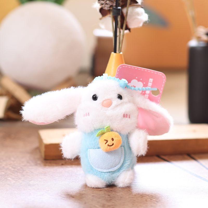 Cute Fruit Bunny Plush Keychain With Soft Polyester Fill For Bag Decoration