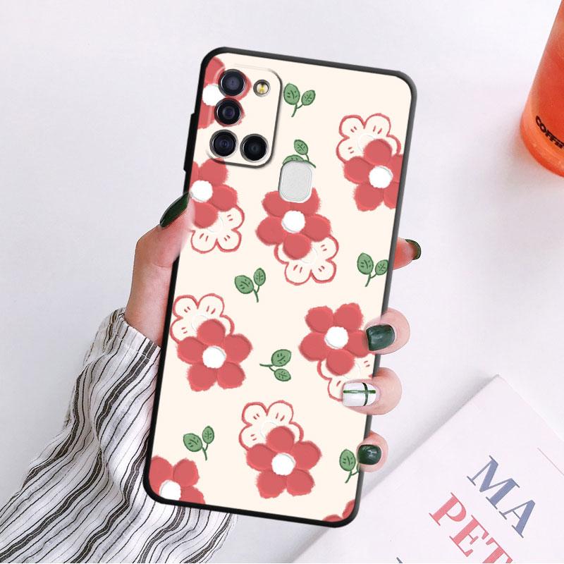 Cartoon Flower Phone Case For Samsung Galaxy M51 M52 M33 M30s M12 M13 M31 M22 M32 5g M23 M21 M31 Prime Matte Silicone Cover
