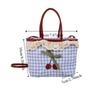 Polka Dot Lace Plaid Handbag Bowknot Sweet Crossbody Bag Portable Lattice Cherry Handbag  Students