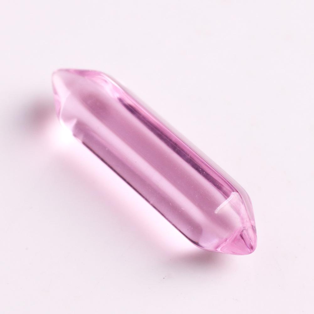 32x8mm Natural Stone Crystal Double Pointed Hexagonal Column Pendant Necklace