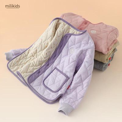 Children's Wool School Uniform Winter Jacket: Warm, Thick Cotton-Padded Inner Layer for Elementary Girls