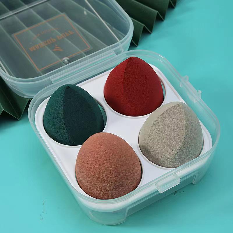 Sada Beauty Blenderů bez latexu: Houbičky na make-up ve tvaru kapky s úložným boxem - 4 houbičky s vysokou elasticitou