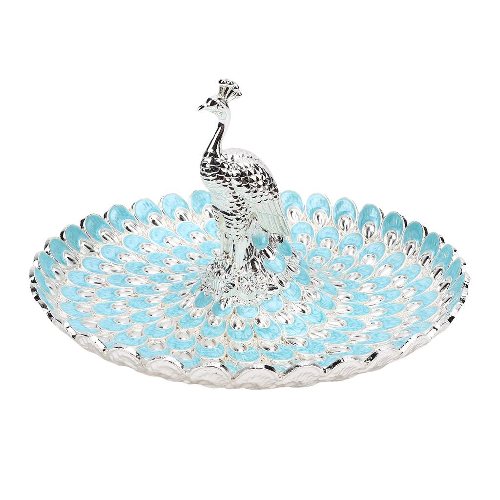Peacock Fruit Tray Zinc Alloy Metal Peacock Plate for Bread Snacks Cakes   Candies