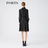 Ports Spring Elegant Mesh Sleeve Cinch Waist Dress LM8D065MFP036