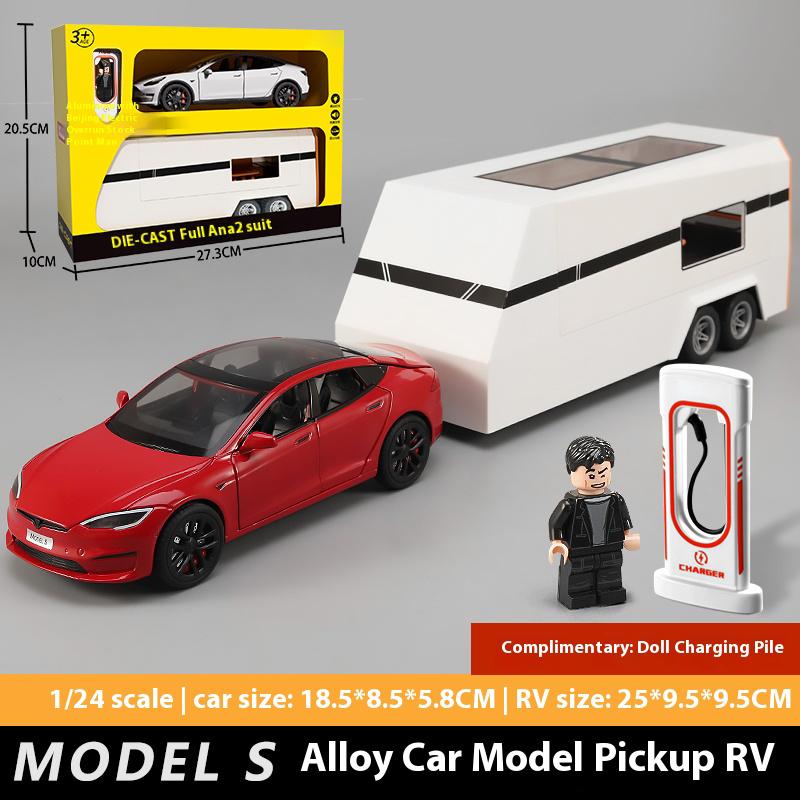 1:24 Modello Y Modello X Modello S Rimorchio RV Lega Metallo Pressofuso Modello di Auto Giocattolo Simulato Collezioni Hobby Regali di Compleanno Ragazzo