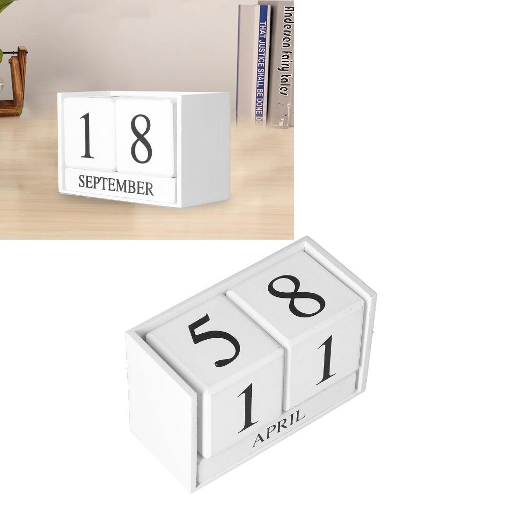6pcs Month Desk Calendar Blocks Date Perpetual Desk Calendar Wooden Block Calendar Classroom Use