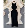 Fashion Sexy Style Sleeveless Knitting Dress Women's Summer Tight Waist Slim Looking Pure Color Stylish Niche Style Beautiful Dress