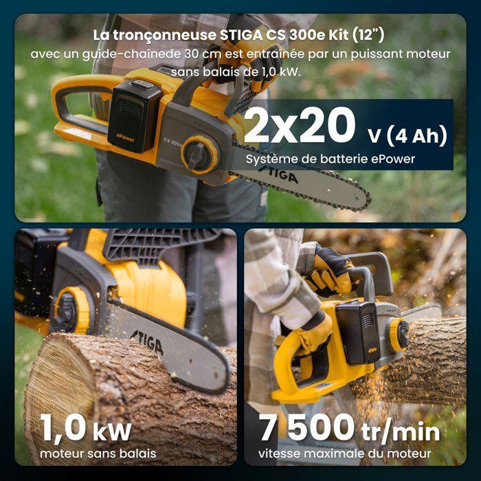 Tronçonneuse - STIGA - CS 300e Kit - 1000W - Longueur de l'outil de coupe : 30 cm