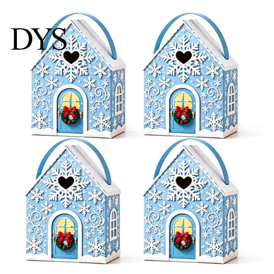Reusable Holiday Gift Packaging Christmas House Box with Handle, 3D Gingerbread/Santa Claus/Tree/Snowflake Candy Snack Containers for Parties