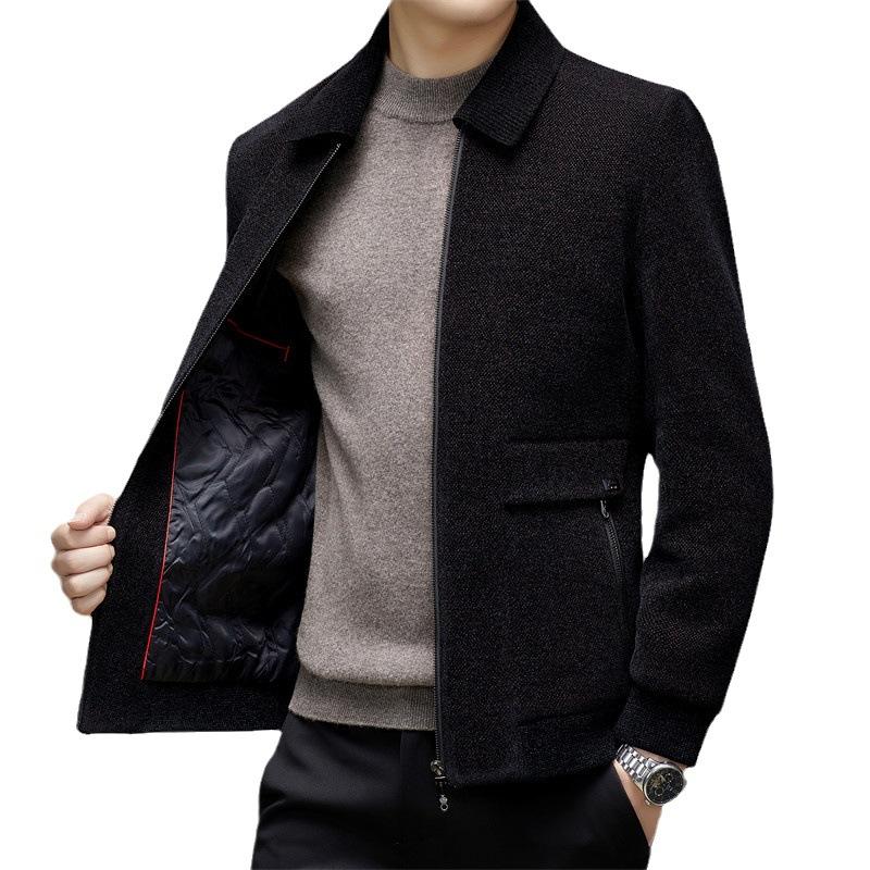 Autumn and Winter New Men's Jacket Business Casual Knitted Take-off Lapel Jacket Jacket Chenille Cotton Thick Jacket