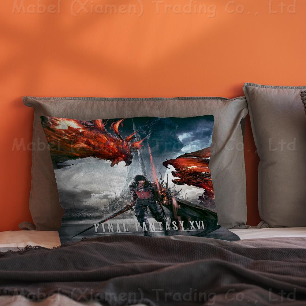 F-Final-F-Fantasy  Pillow Covers Cartoon Sofa Decorative Home Double-sided Printing Short Plush Cute Cushion Cover