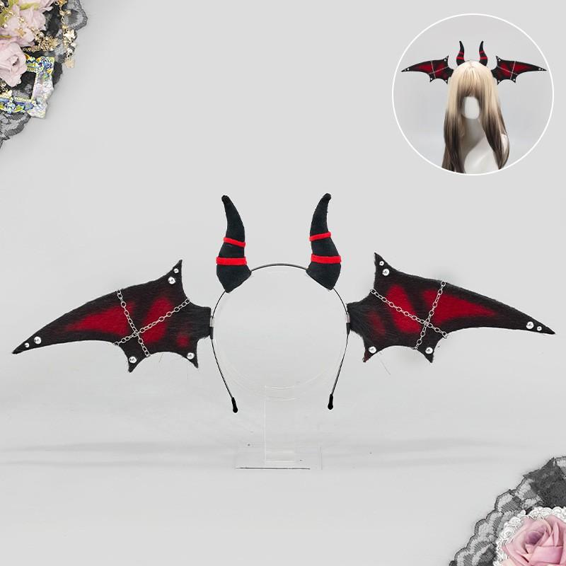 Halloween Bat Demon Ears Headband Cosplay Accessory Anime Con Sweet Gothic Hairpiece