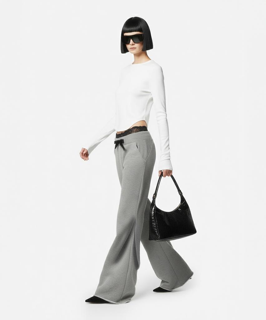 Milkeuaeswiaendeudolseu Ribbed Pocket Flare Pants - Melange