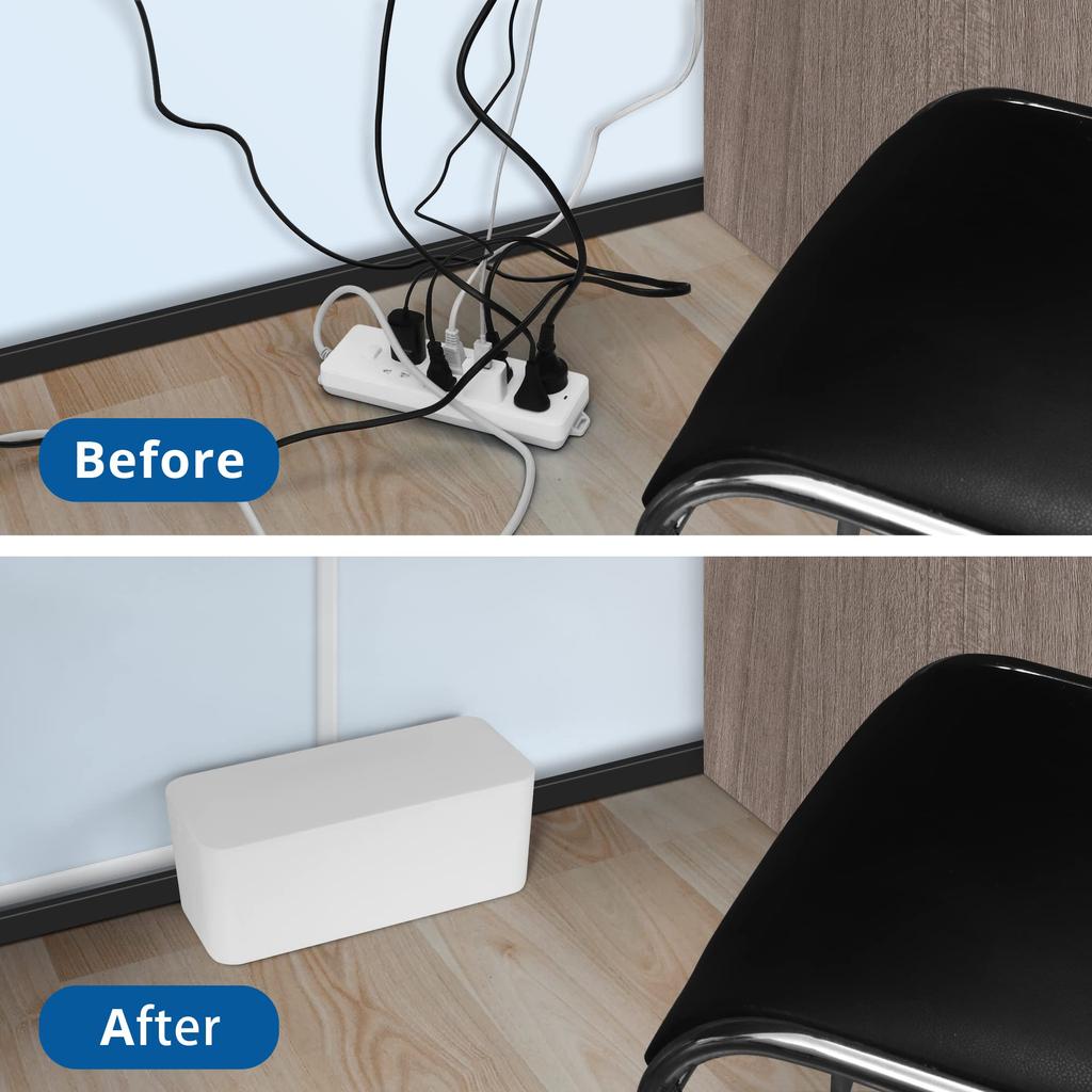 ZhiYo Weiße Kabelmanagementbox, 2er-Pack, Extra Große Kabelorganisatorbox, Kabelversteckbox zum Verbergen von Steckdosenleisten auf Schreibtischen und Böden