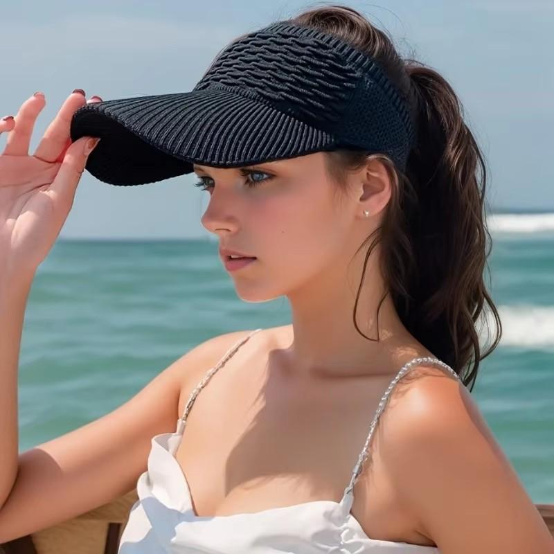 1pc Women Anti-UV Sun Hats Breathable Adjustable Empty Top Visor Caps for Tennis Golf Running Travel Beach Sport Outdoor Hat