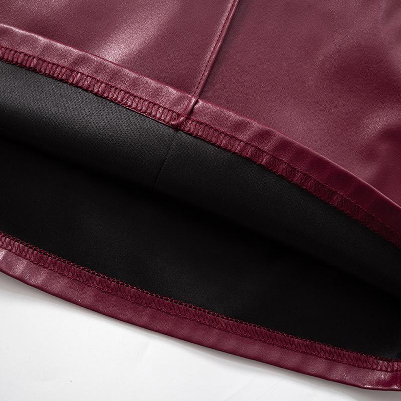 2024 Vinter Dam Högmidjade Glansiga PU-läder Utsvängda Byxor