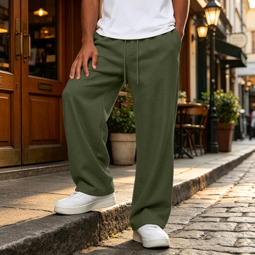Calça de Moletom Colorida Masculina de Caimento Solto com Cordão e Cintura Elástica - Joggers Casuais Plus Size para o Dia a Dia