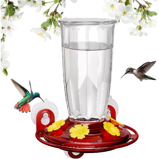 Kingsyard Window Hummingbird Feeder for Outside, 14 Oz Hummer Bird Nectar Feeder with 4 Feeding Ports & Circle Perch, Easy to Clean and Refill, прозрачный