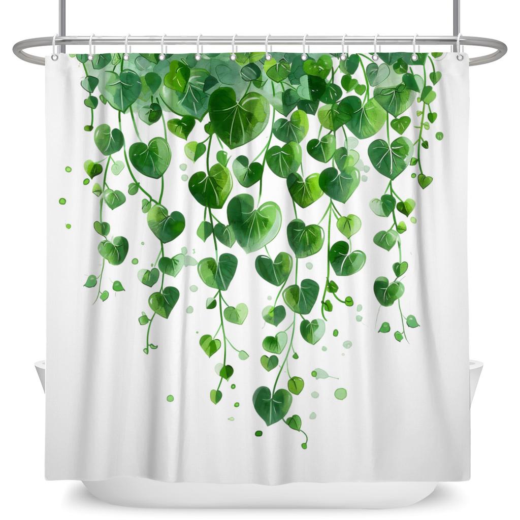 Tropical Banana Leaf Shower Curtain Waterproof Easy To Clean Privacy Protection Print Green Plant Design Modern Nontoxicmaterial