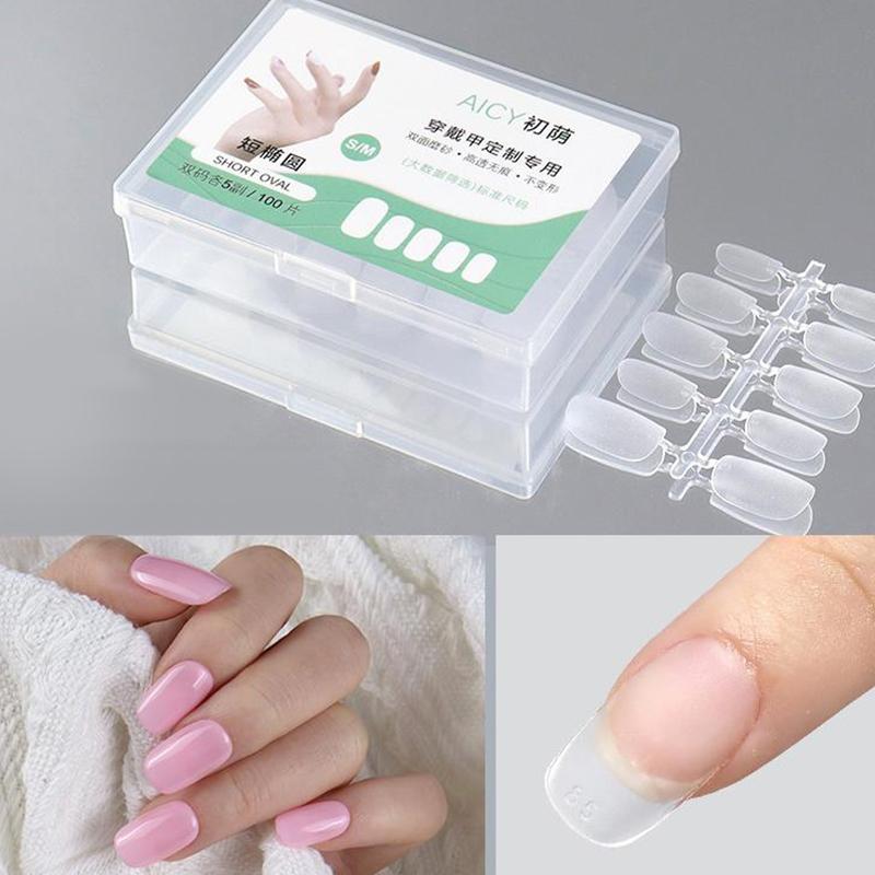 100Pcs/Box Matte Fake Nails No Polishing Press On False Nails Medium Short Design High Matt Soft Gel Nail Tips For Extension