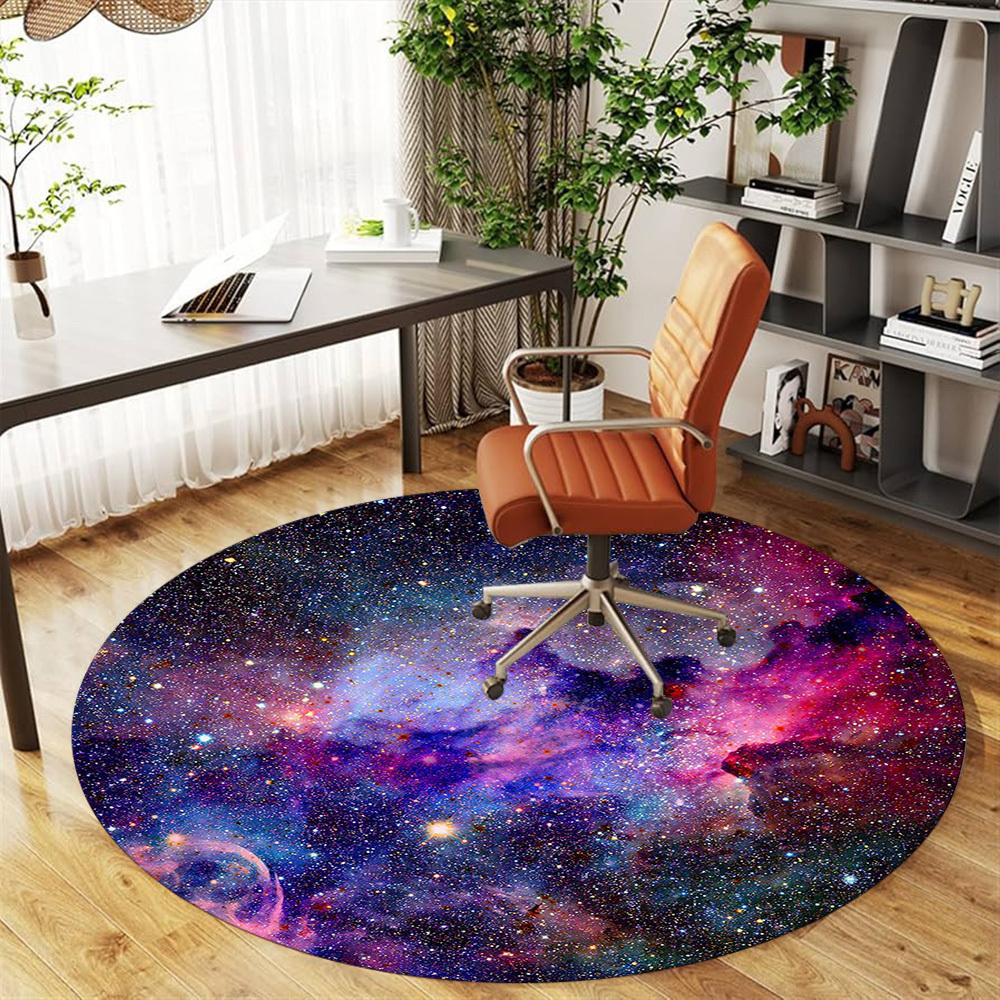 1pc space nebula Round Chair mat Area Rug - Non-Slip, Floor Mat for Office, Bedroom, and Indoor Decor c1118243