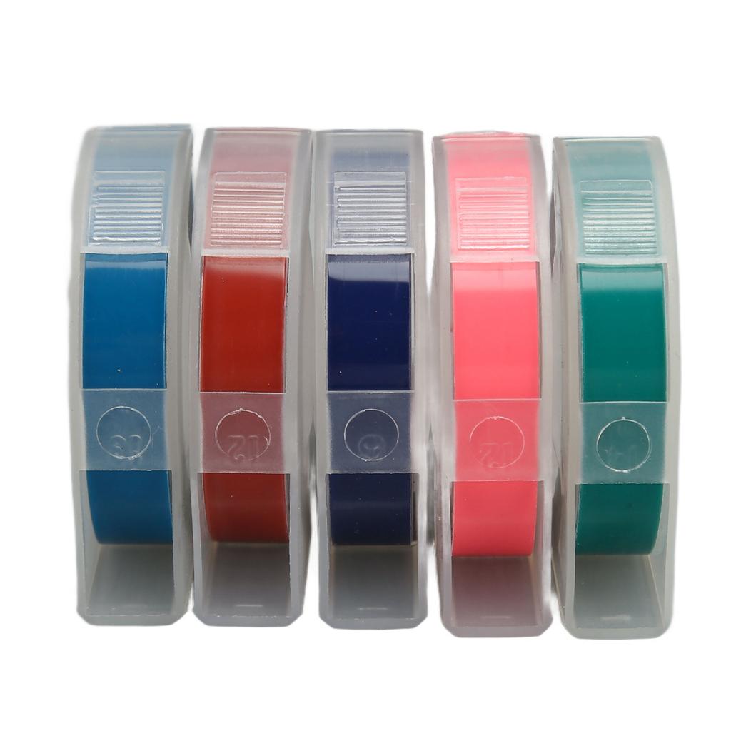 5pcs 3D Embossing Label Tapes 9mm Width 9.8ft Length Thermal Transfer Automatic Label Identification