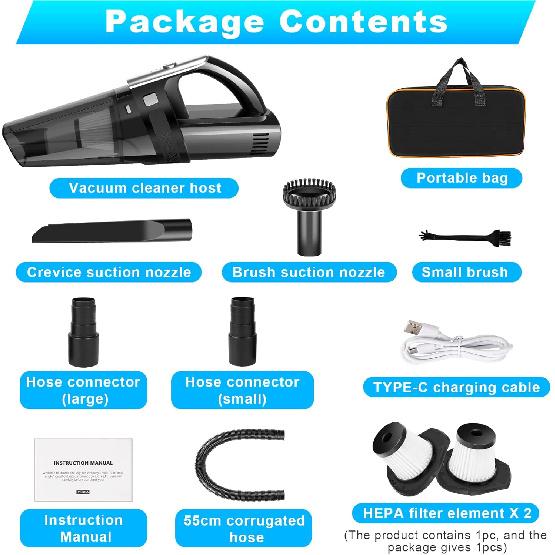 Handstaubsauger Kabellos Mini Tragbar Wiederaufladbar Auto Staubsauger mit 11000PA Starker Saugkraft für Auto Haus und Büro
