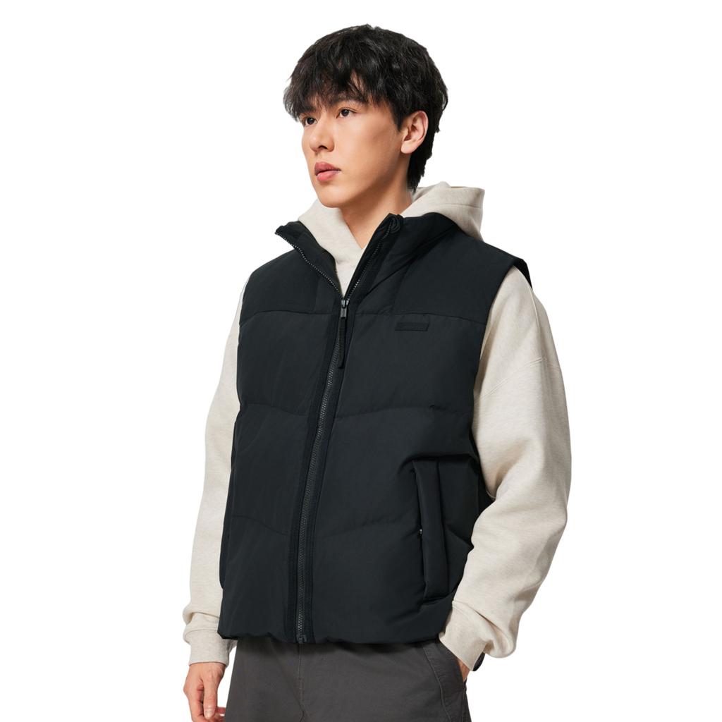 Li Ning BADFIVE Down Vests Men's Black Stand Collar Thickened AMRV029-3