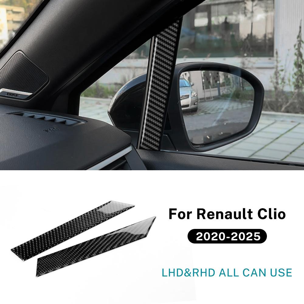 

For Renault Clio 5 MK5 2020 2021 2022 2023 2024 2025 Real Soft Carbon Fiber Sticker LHD RHD Car A-pillar Decor Strip Trim