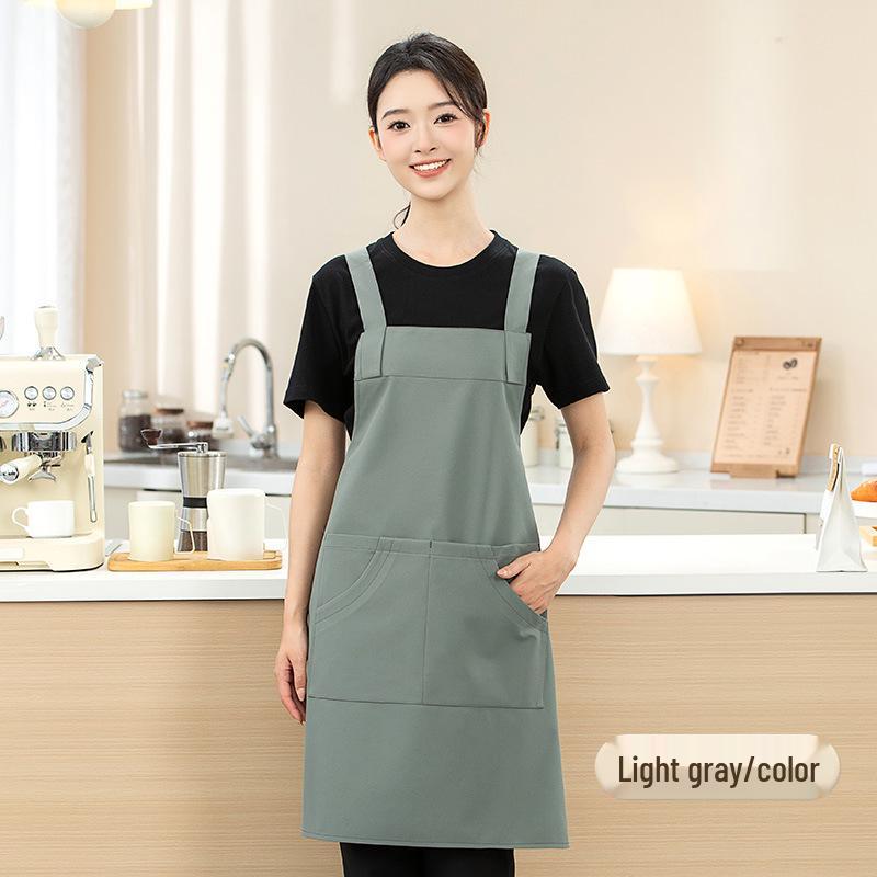 Waterproof Oxford Cloth Apron with Wear-Resistant Shoulder Strap for Milk Tea Shops, Baking, and Hot Pot Restaurants - Custom LOGO Printing Available