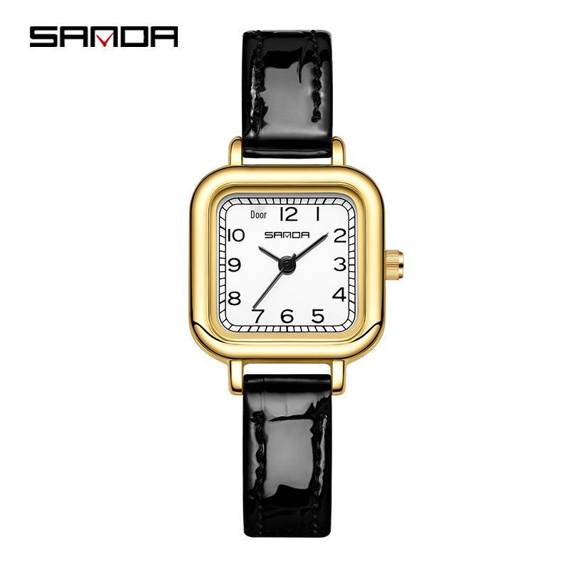 Sanda Women's Fashion Quartz Watch with Leather or Steel Strap - Waterproof and High-End Design.