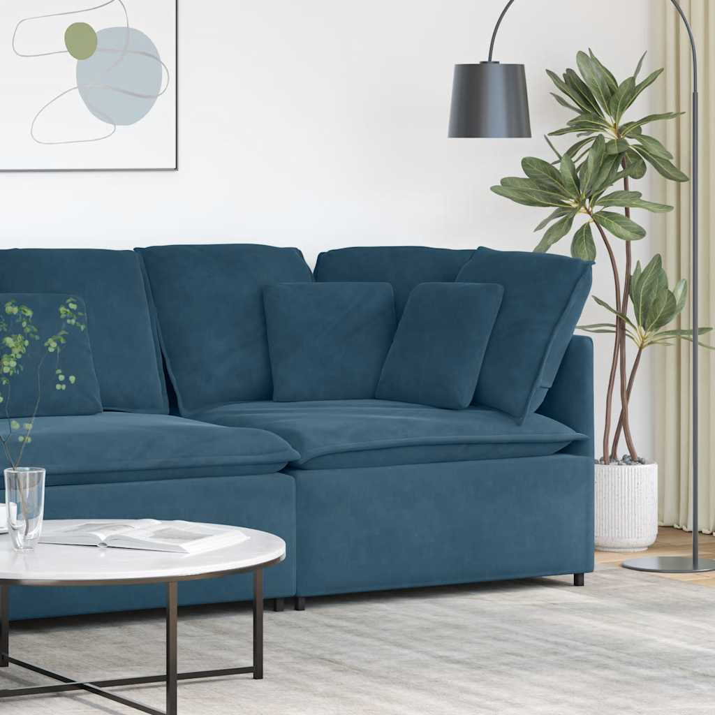 Modular Sofa Corner Module with Cushions Blue 100 cm