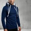 Nouveau Sweat à Capuche en Polaire Mode Homme Printemps et Automne Double Fermeture Éclair Color-Block