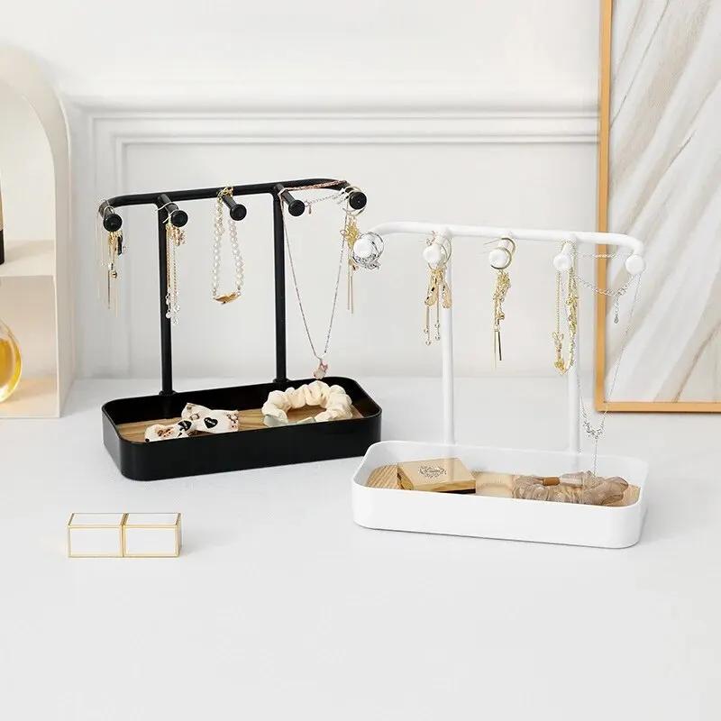 1 Stück Schlafzimmer Schreibtisch Schmuckaufbewahrungshalter Ohrringe Halsketten Schmuckständer mit Holzsockel Armband Aufhänger