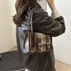 Herbstliche Wollplaidtasche Damen neue trendige Achseltasche Retro Nische Ein-Schulter tragbare kleine quadratische Tasche