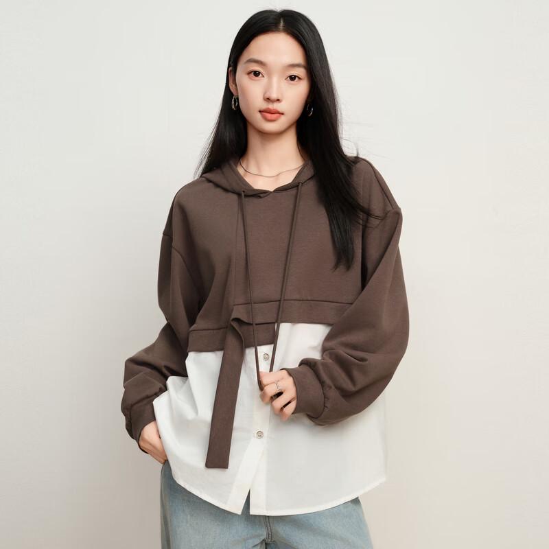 

Elva Island Women s Patchwork Hooded Long Sleeve Sweatshirt L